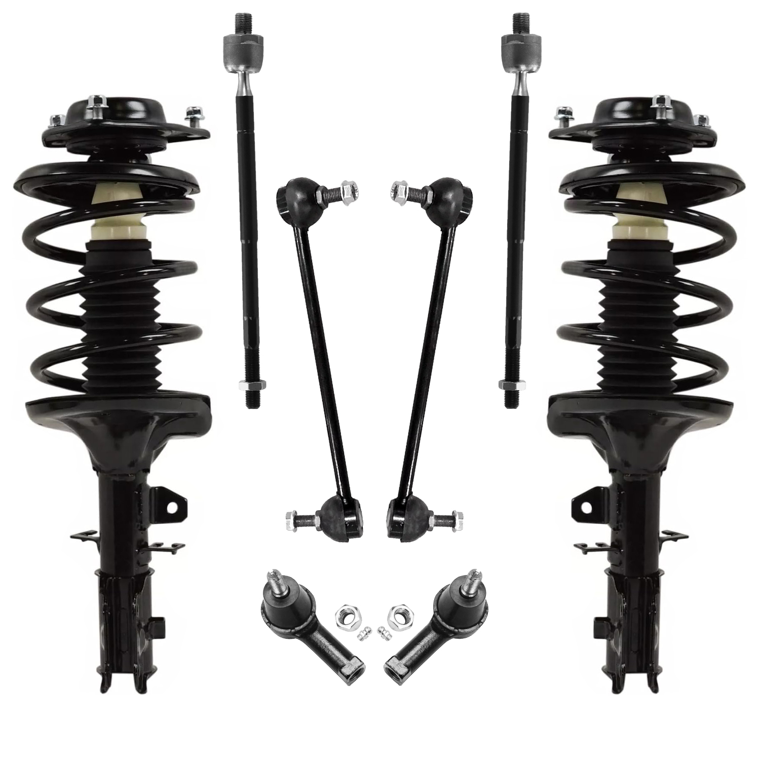 8pc Front Struts Sway Bar Links Tie Rods Suspension Kit