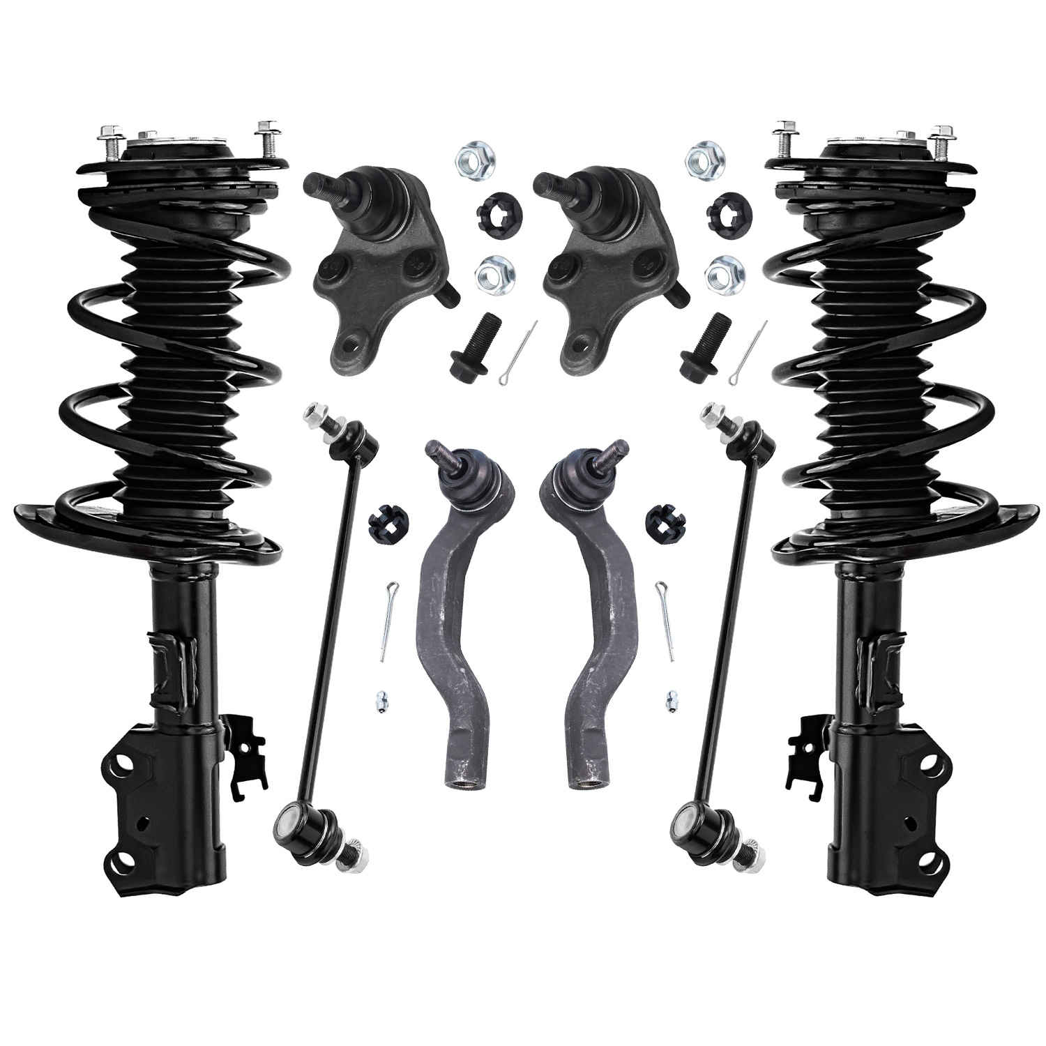 8pc Front Struts Sway Bar Links Outer Tie Rods Lower Ball Joints Suspension Kit