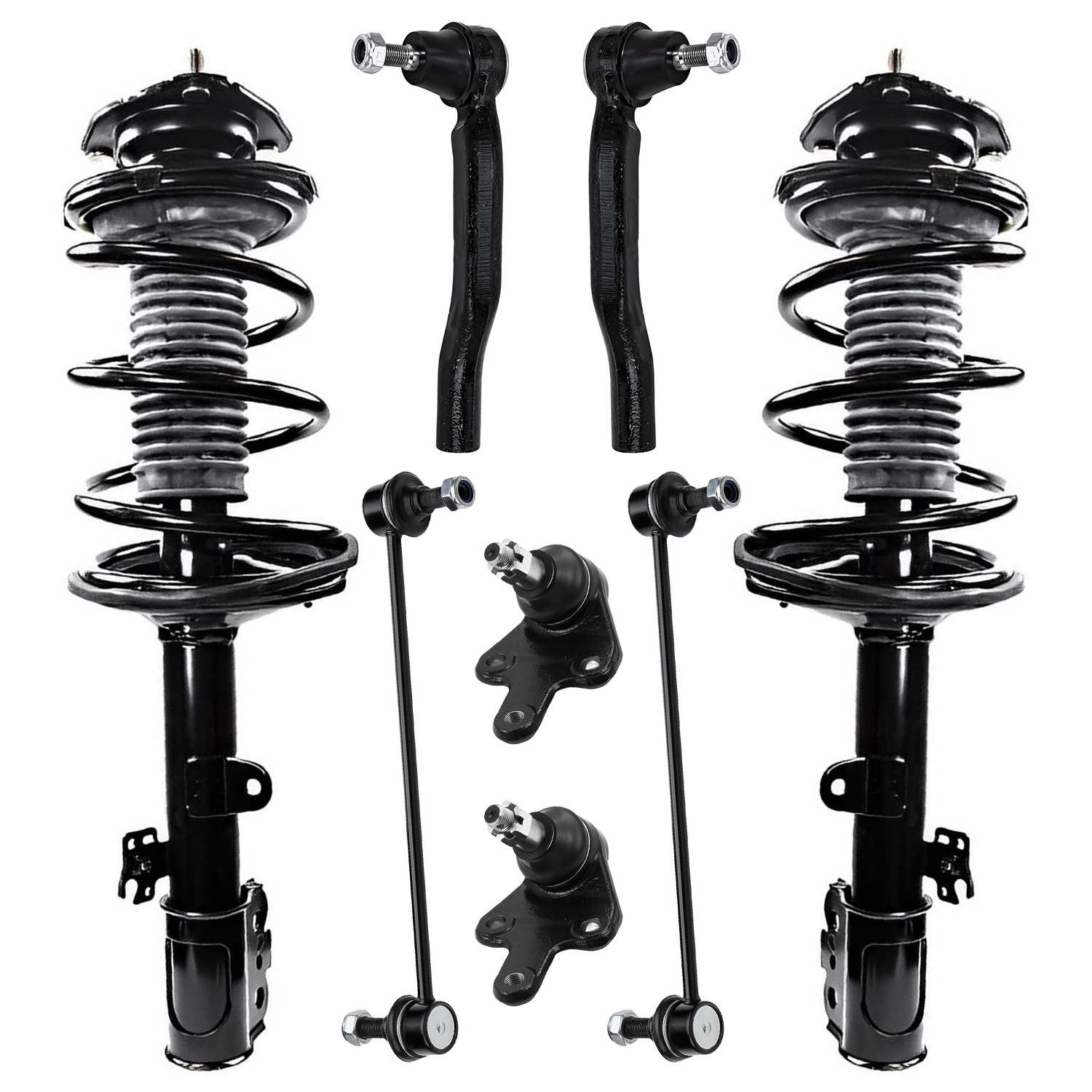 8pc Front Struts Outer Tie Rods Sway Bar Links Suspension Kit