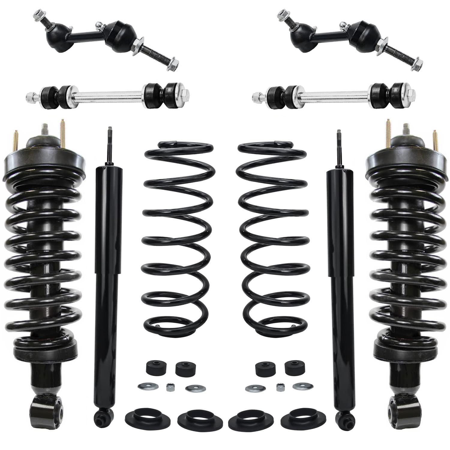 8pc Front & Rear Struts Sway Bar Links Suspension Kit