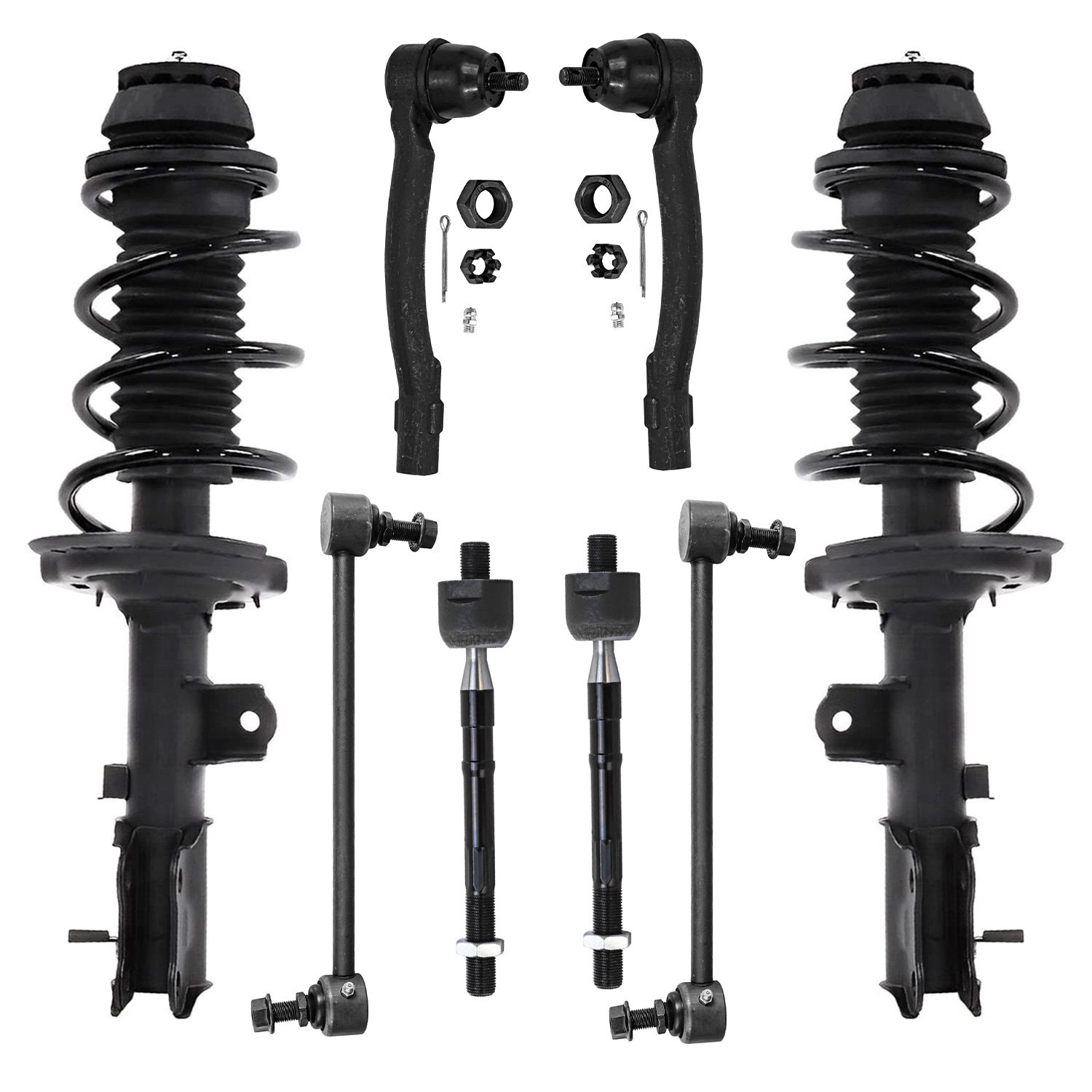 8pc Front Struts Tie Rods Sway Bar Links Suspension Kit