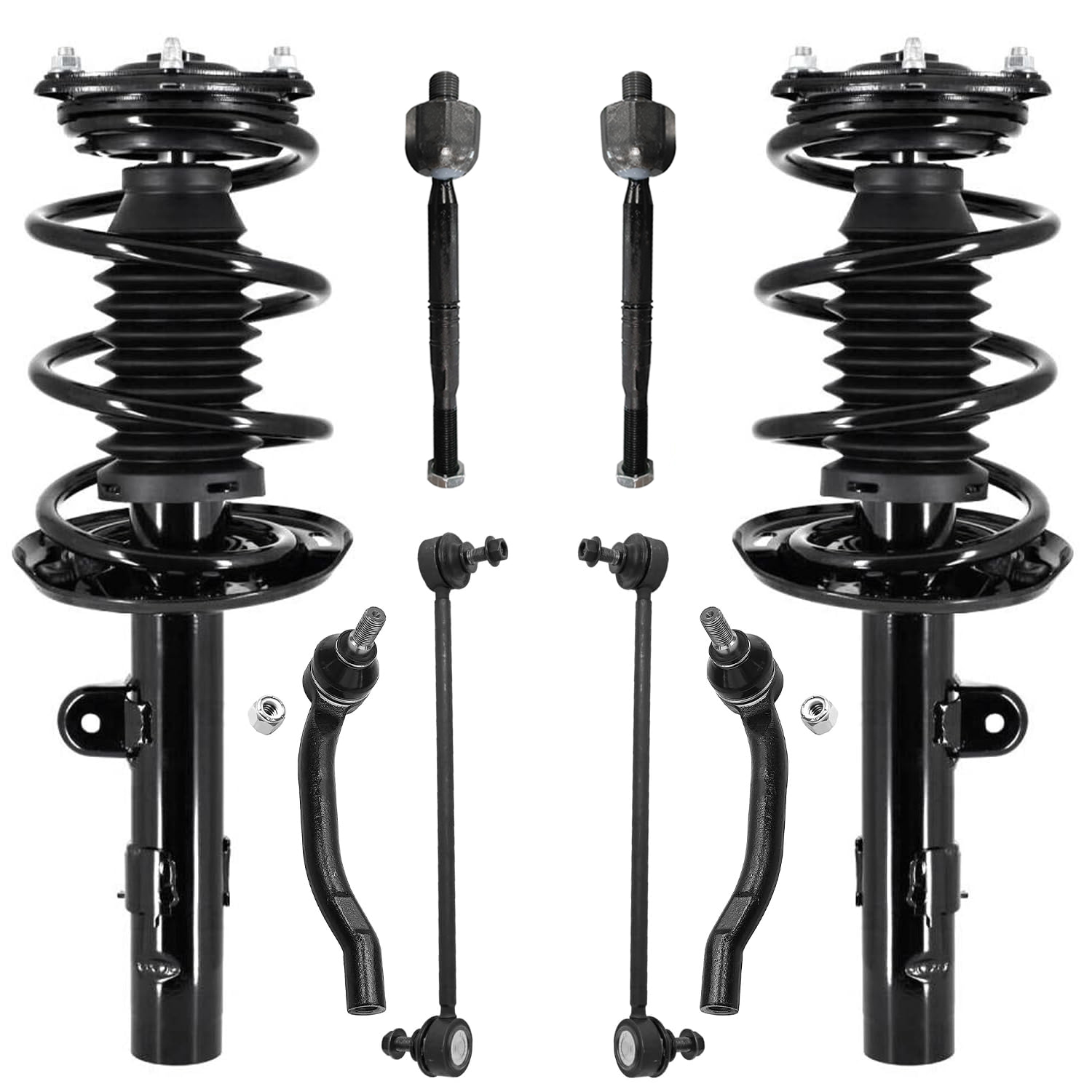 8pc Front Struts Inner Outer Tie Rods Sway Bar Links Suspension Kit