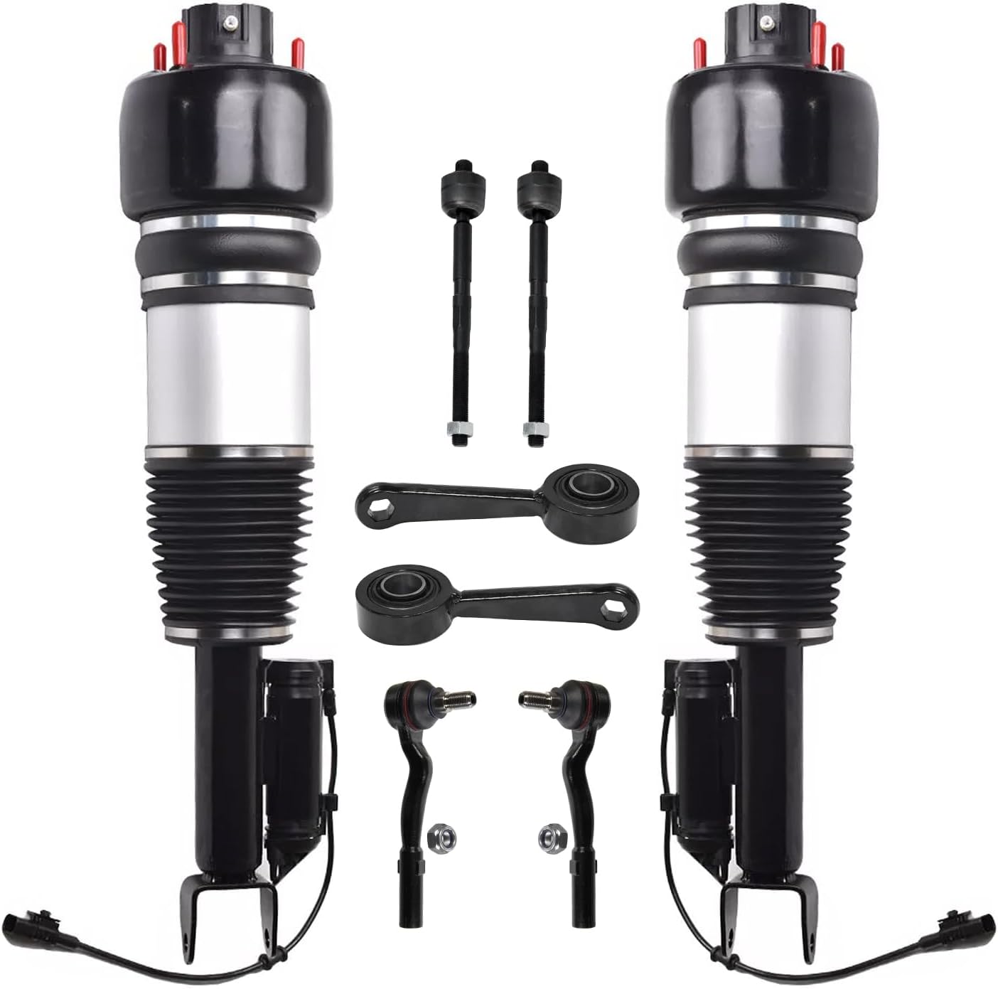 8pc Front Air Struts Inner Outer Tie Rods Sway Bar Links Suspension Kit