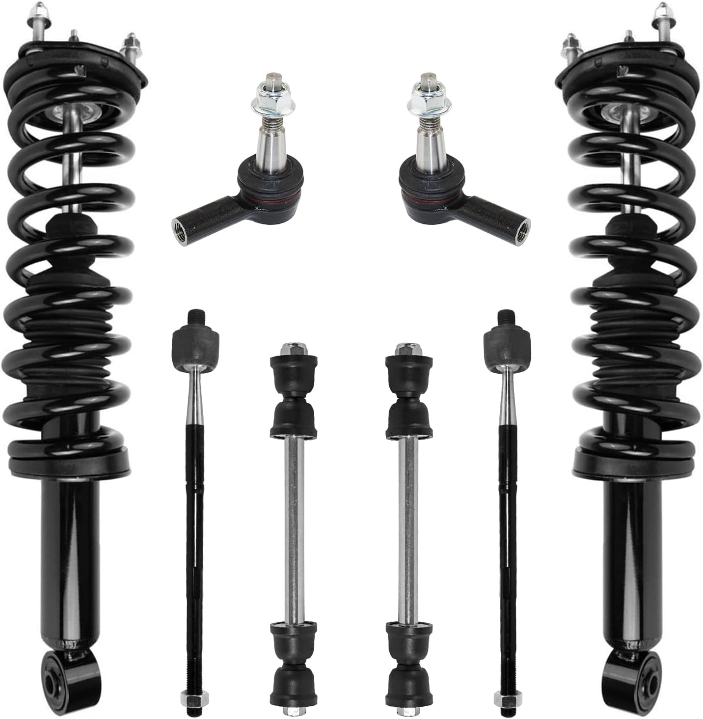 8pc Front Struts Inner Outer Tie Rods Sway Bar Links Suspension Kit