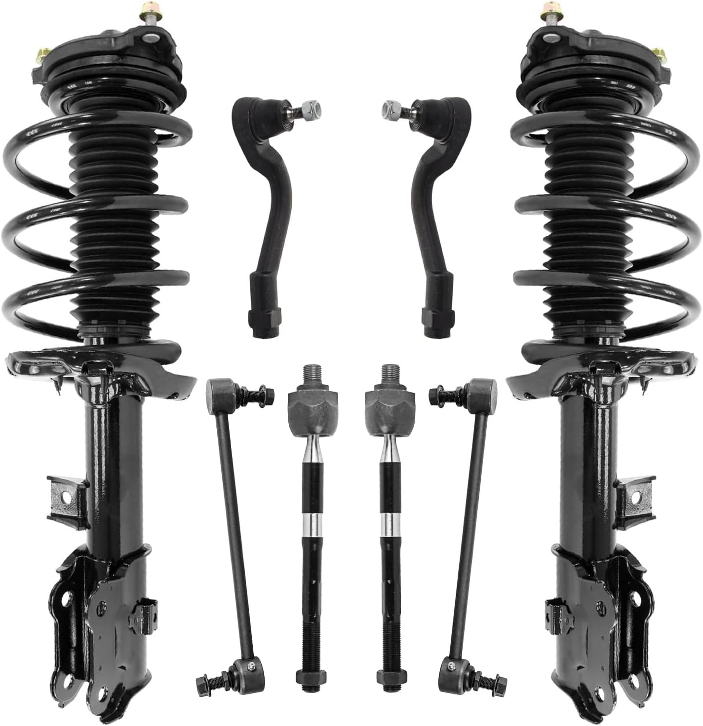 8pc Front Struts Sway Bar Links Inner Outer Tie Rods Suspension Kit