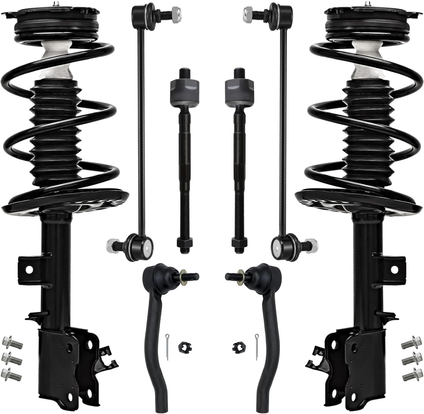 8pc Front Struts Sway Bar Links Inner Outer Tie Rods Suspension Kit