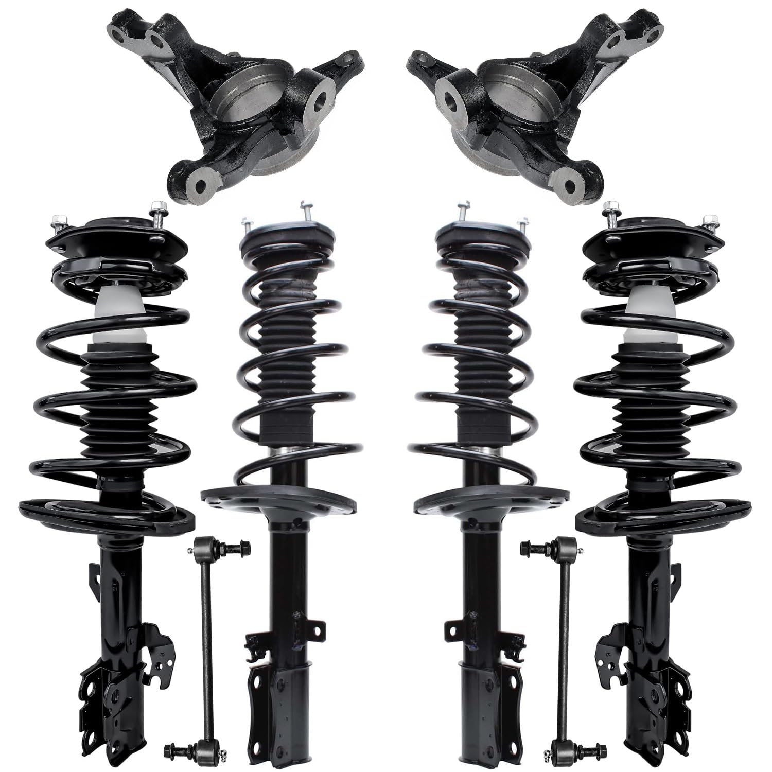 8pc Front & Rear Struts Steering Knuckles and Wheel Hub Bearings Suspension Kit