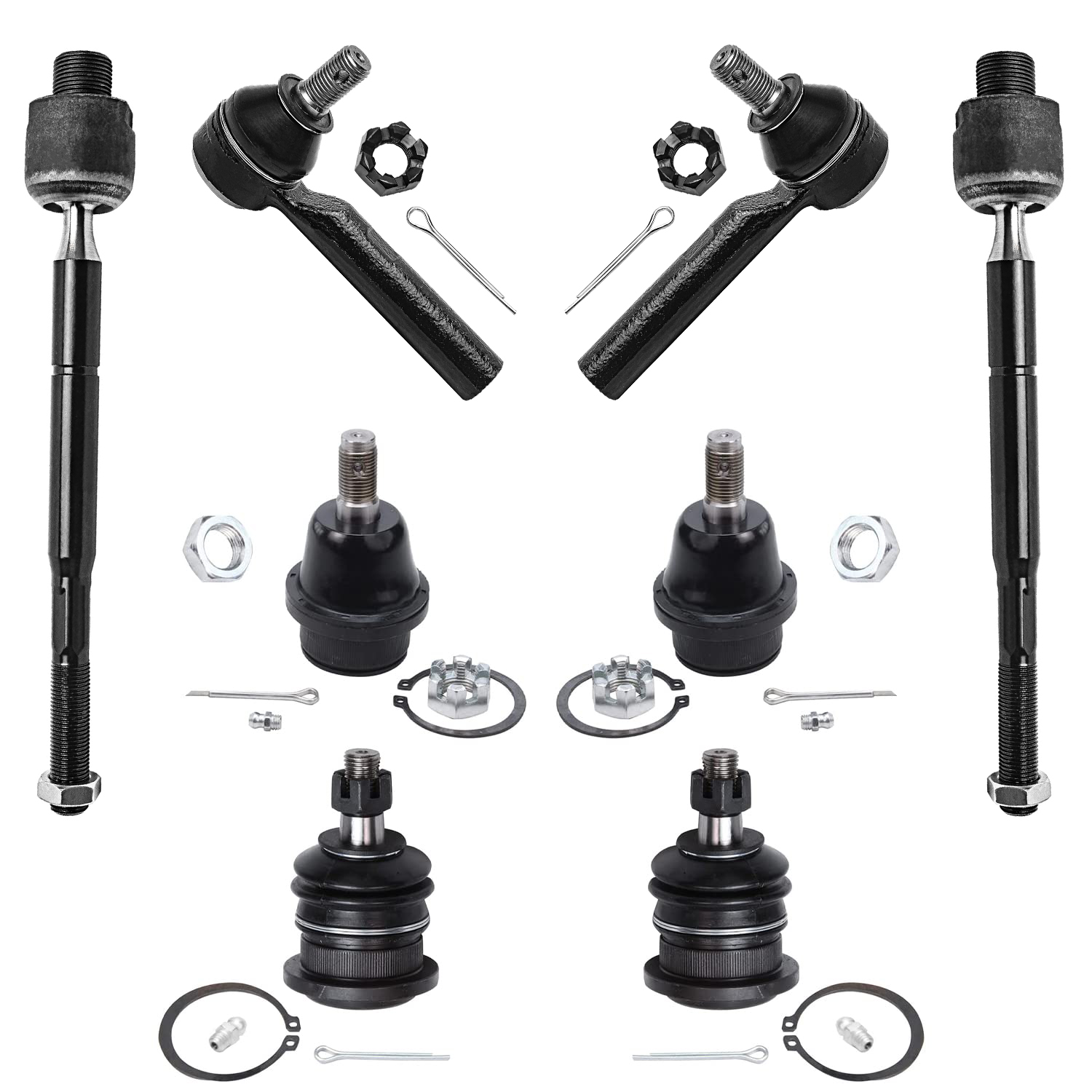 8pc Front Upper Lower Ball Joints Inner Outer Tie Rods Suspension Kit