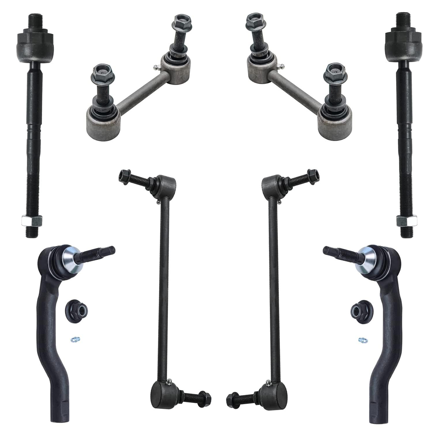 8pc Front & Rear Sway Bar Links Inner Outer Tie Rods Suspension Kit