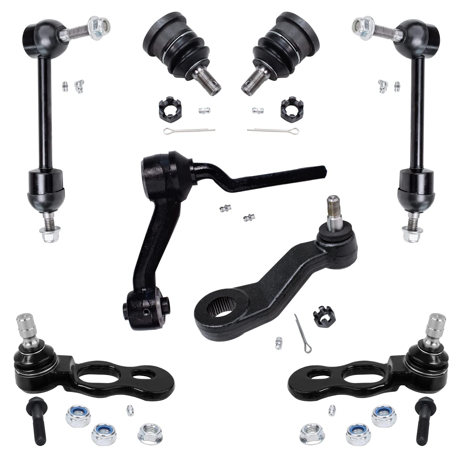 8pc Front Upper Lower Ball Joints Sway Bars Pitman Idler Arms Suspension Kit