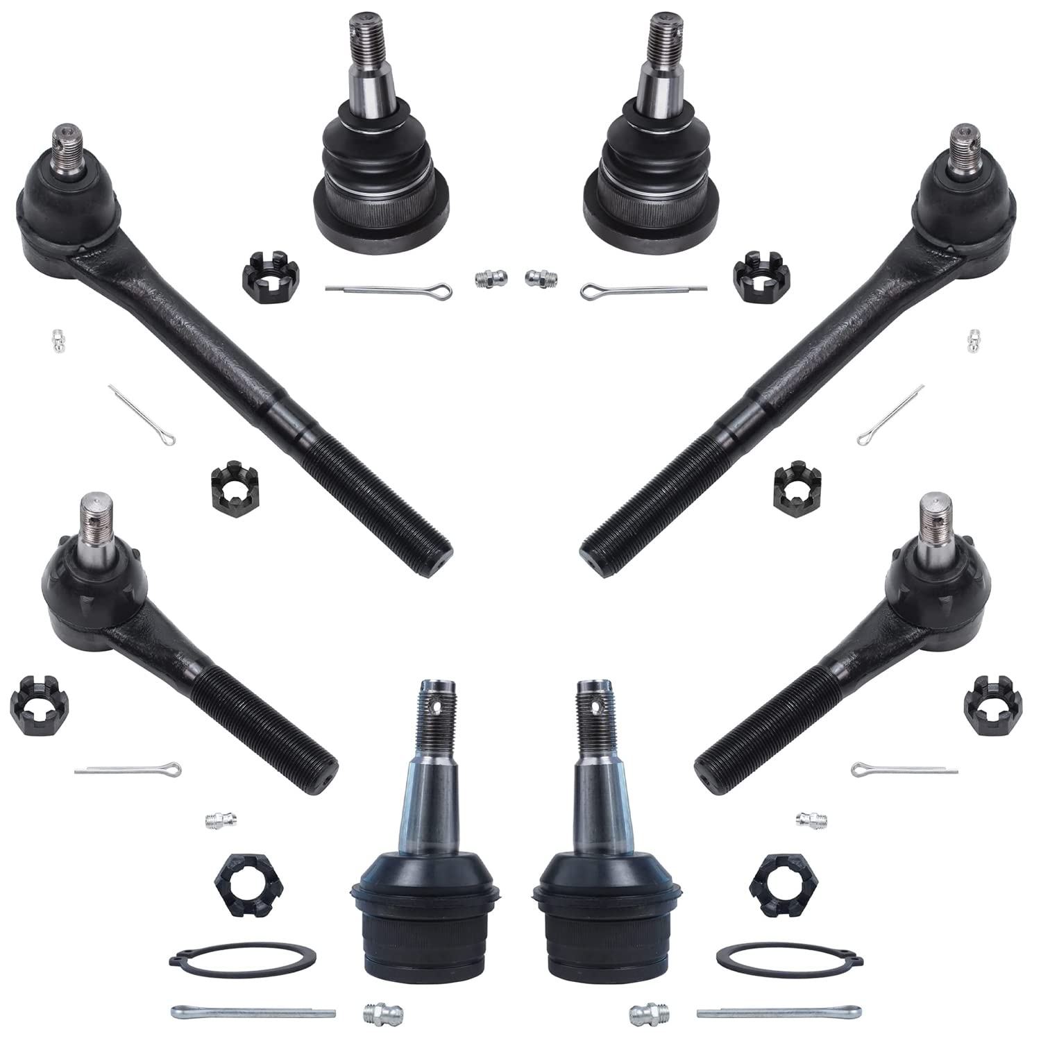 8pc Front Inner Outer Tie Rods Ball Joints Suspension Kit