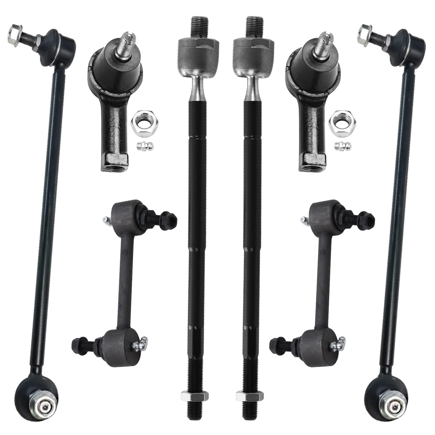 8pc Front Inner Outer Tie Rods Sway Bar Links Suspension Kit