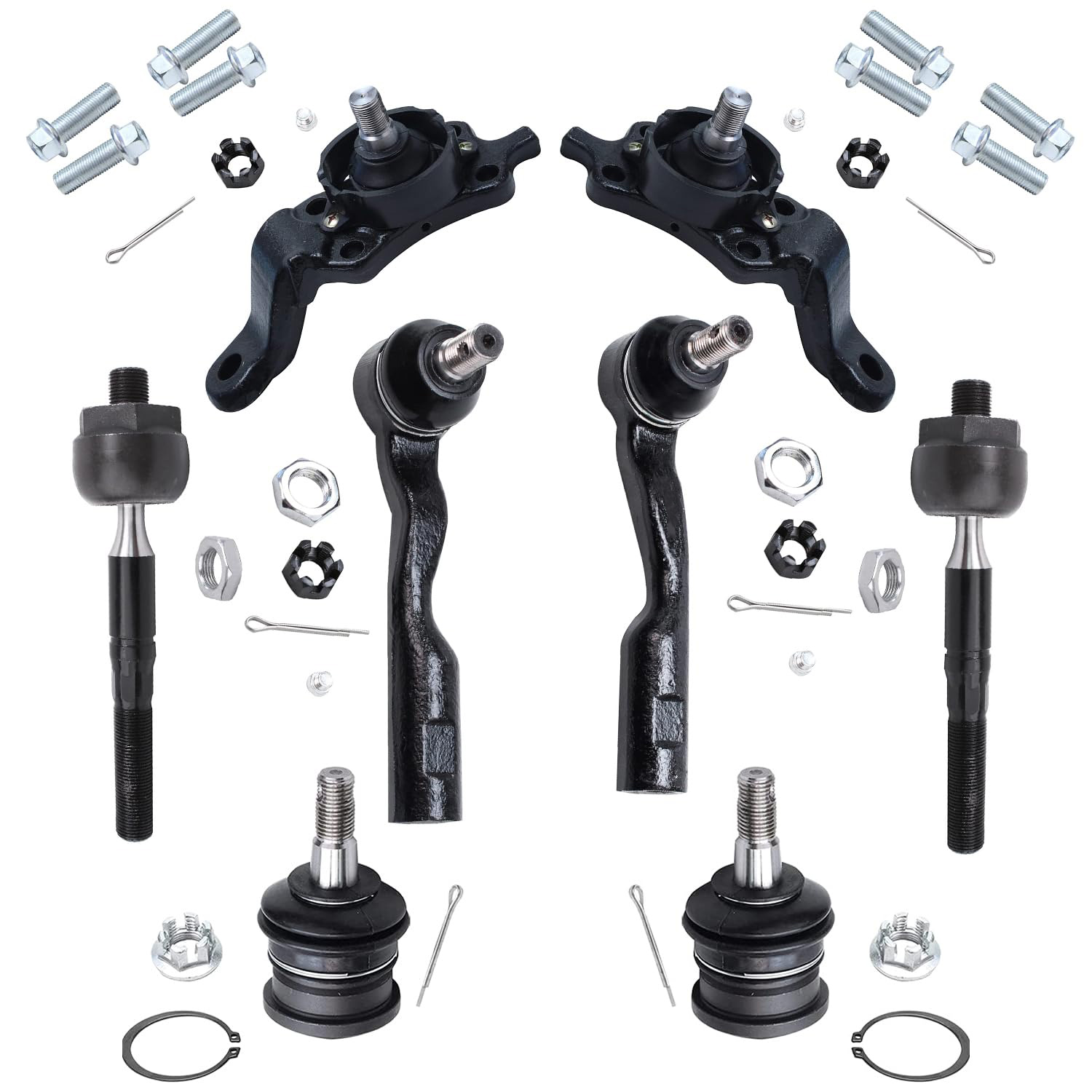 8pc Front Inner Outer Tie Rods Ball Joints Suspension Kit