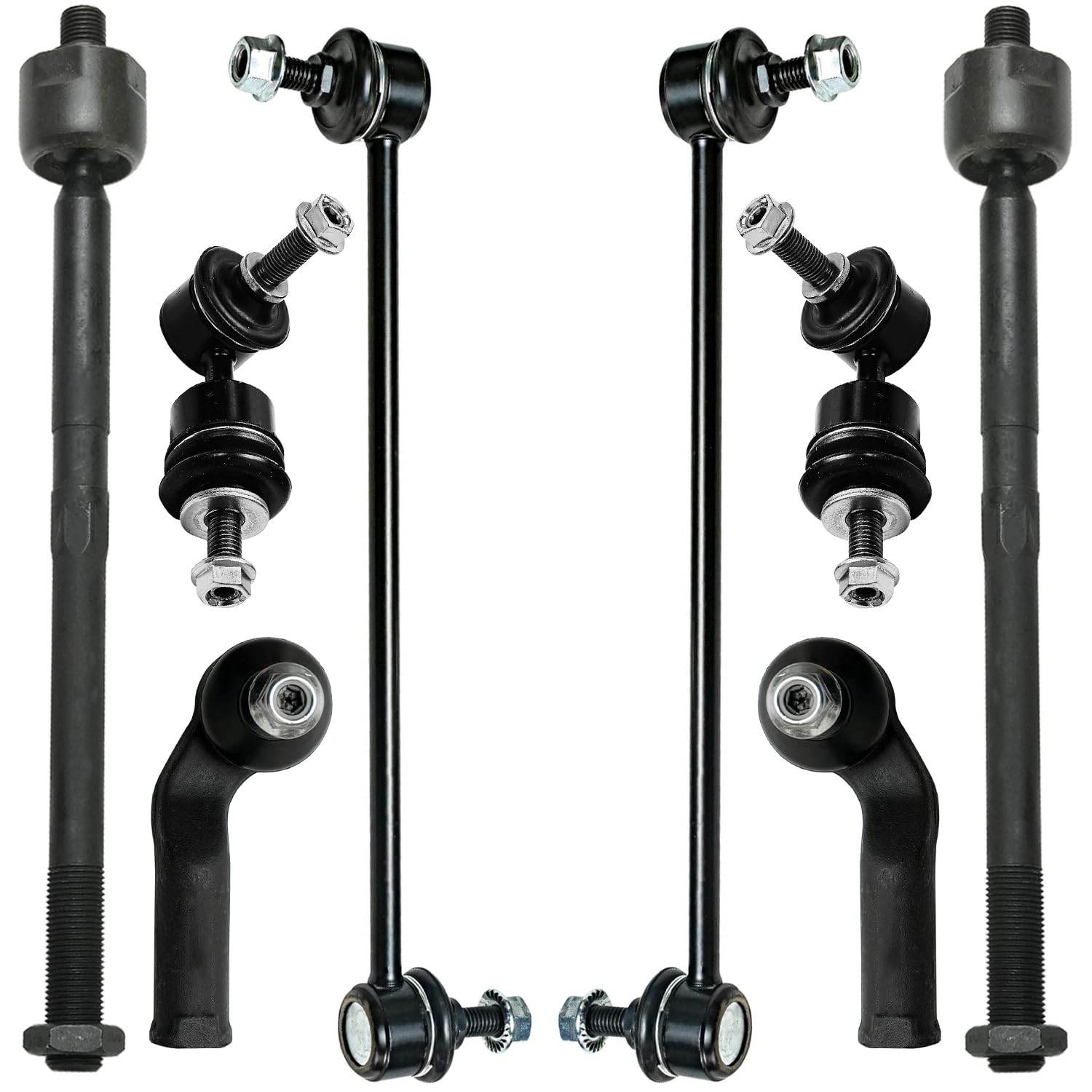 8pc Front Inner Outer Tie Rods Sway Bar Links Suspension Kit