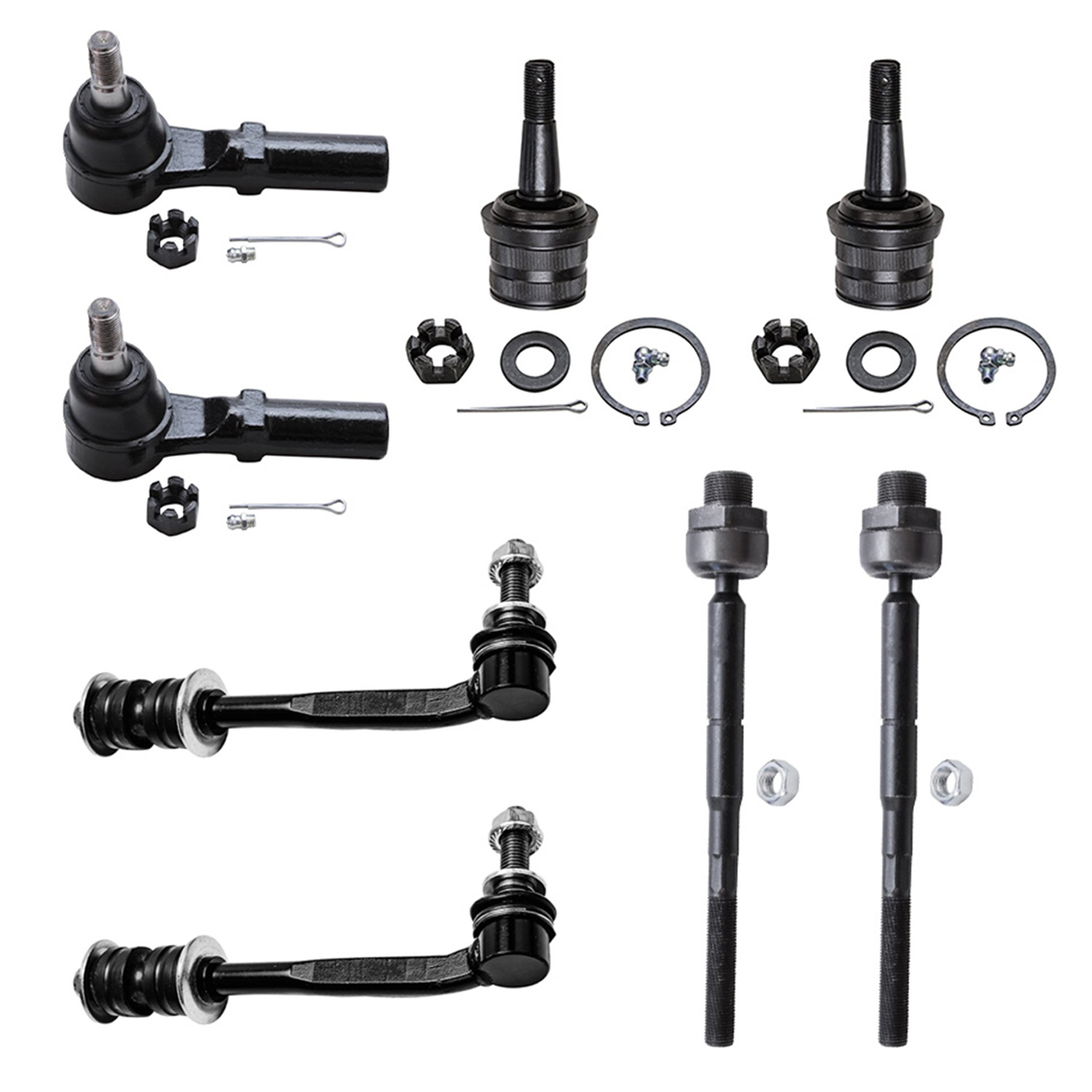 8pc Front Inner Outer Tie Rods Ball Joints Sway Bar Links Suspension Kit
