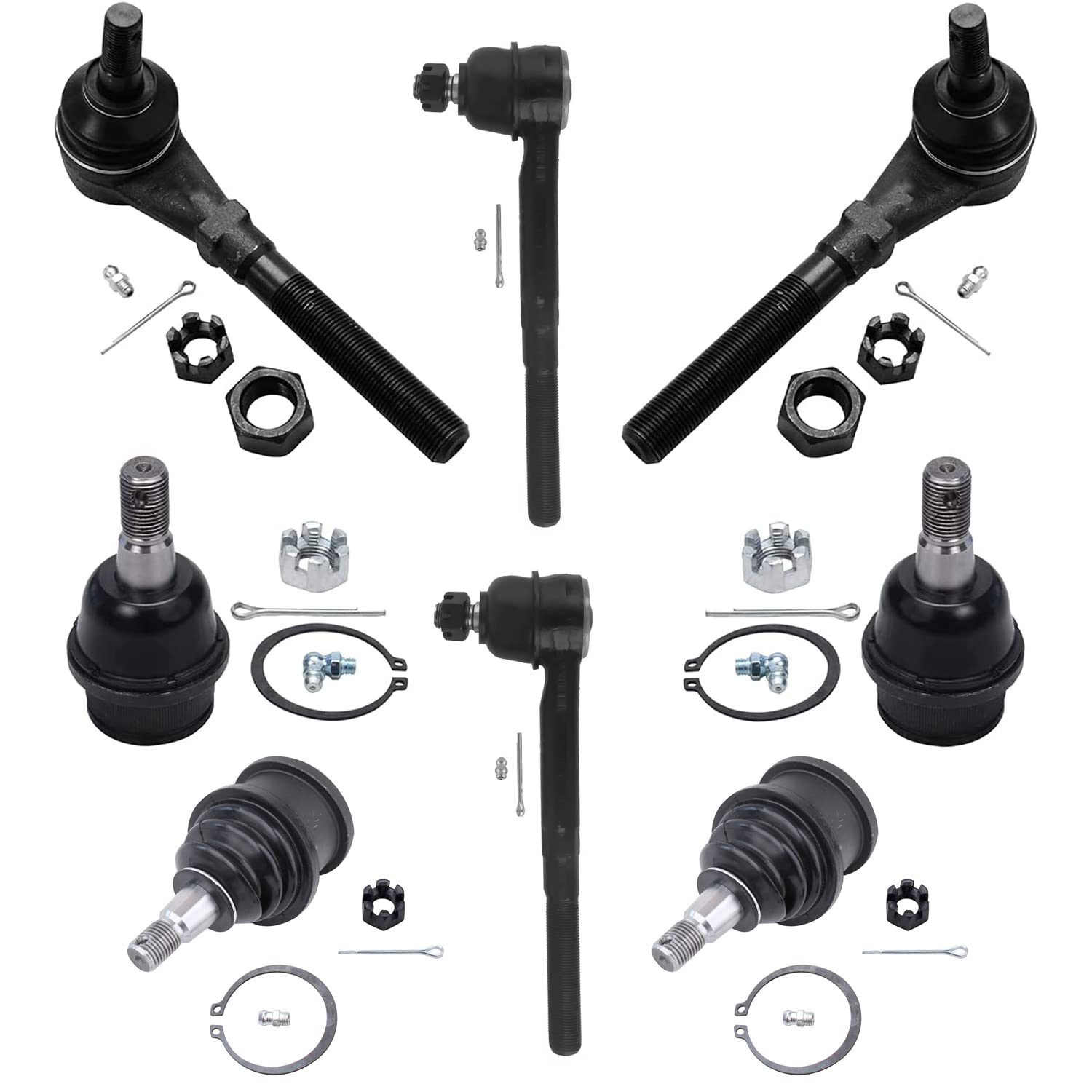 8pc Front Upper Lower Ball Joints Tie Rods Suspension Kit