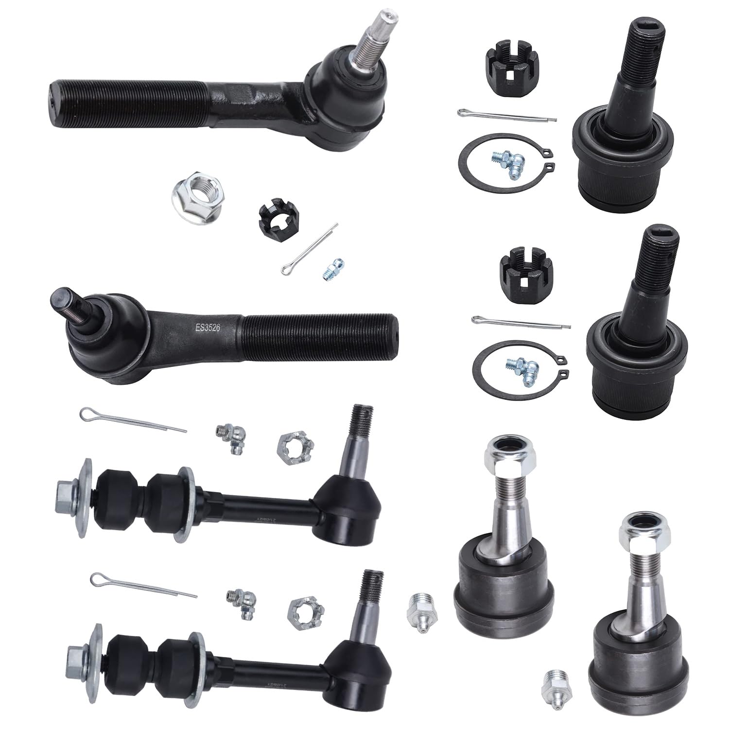 8pc Front Upper Lower Ball Joints Tie Rods Sway Bar Links Suspension Kit