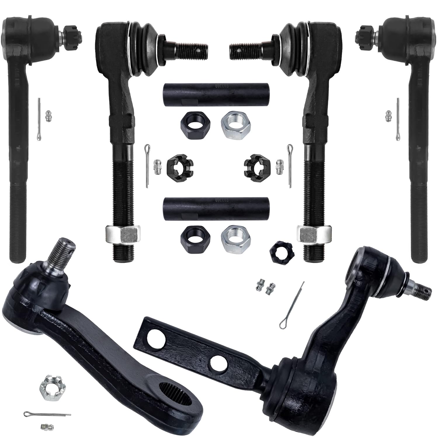 8pc Front Inner Outer Tie Rods Adjusting Sleeves Suspension Kit
