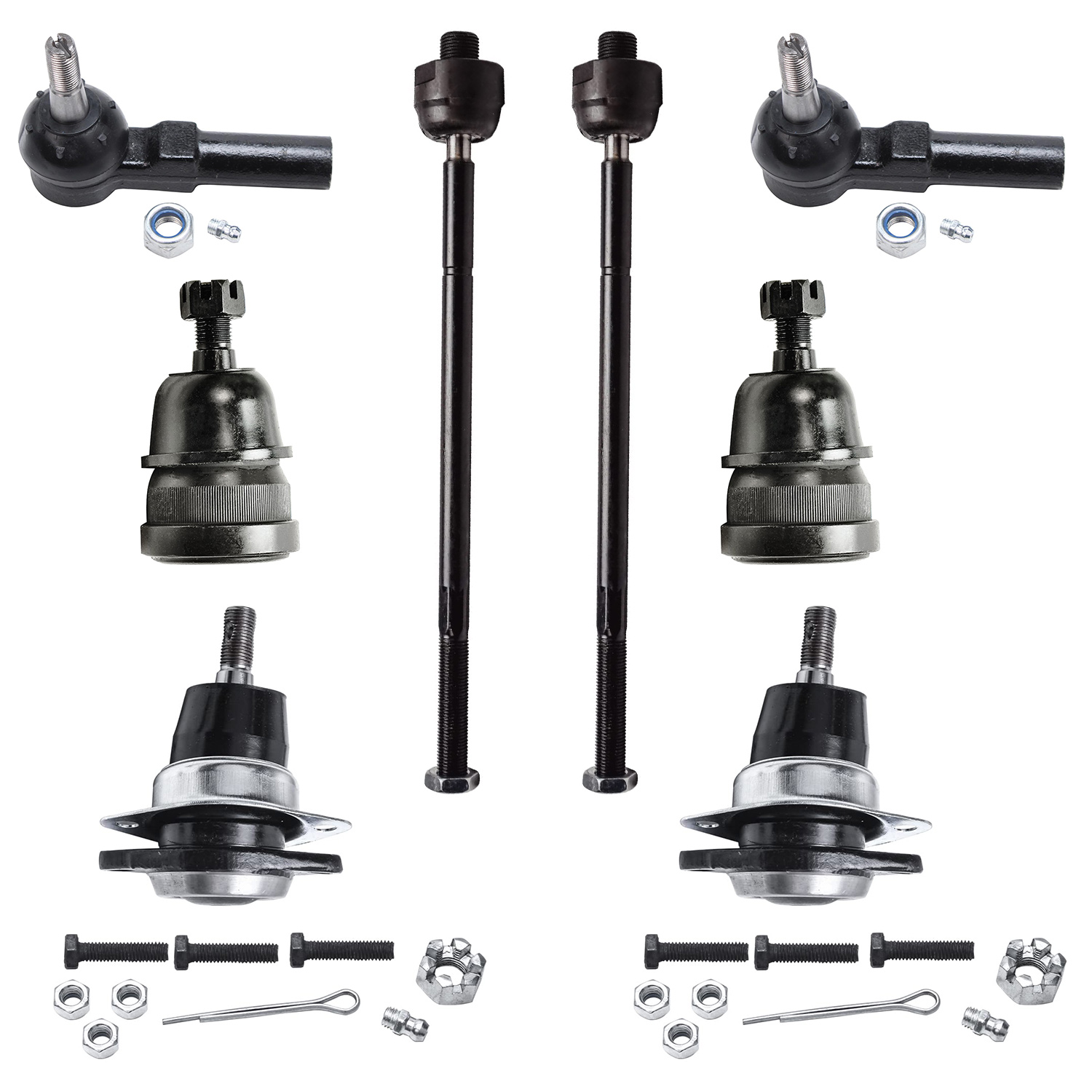 8pc Front Inner Outer Tie Rods Upper Lower Ball Joints Suspension Kit