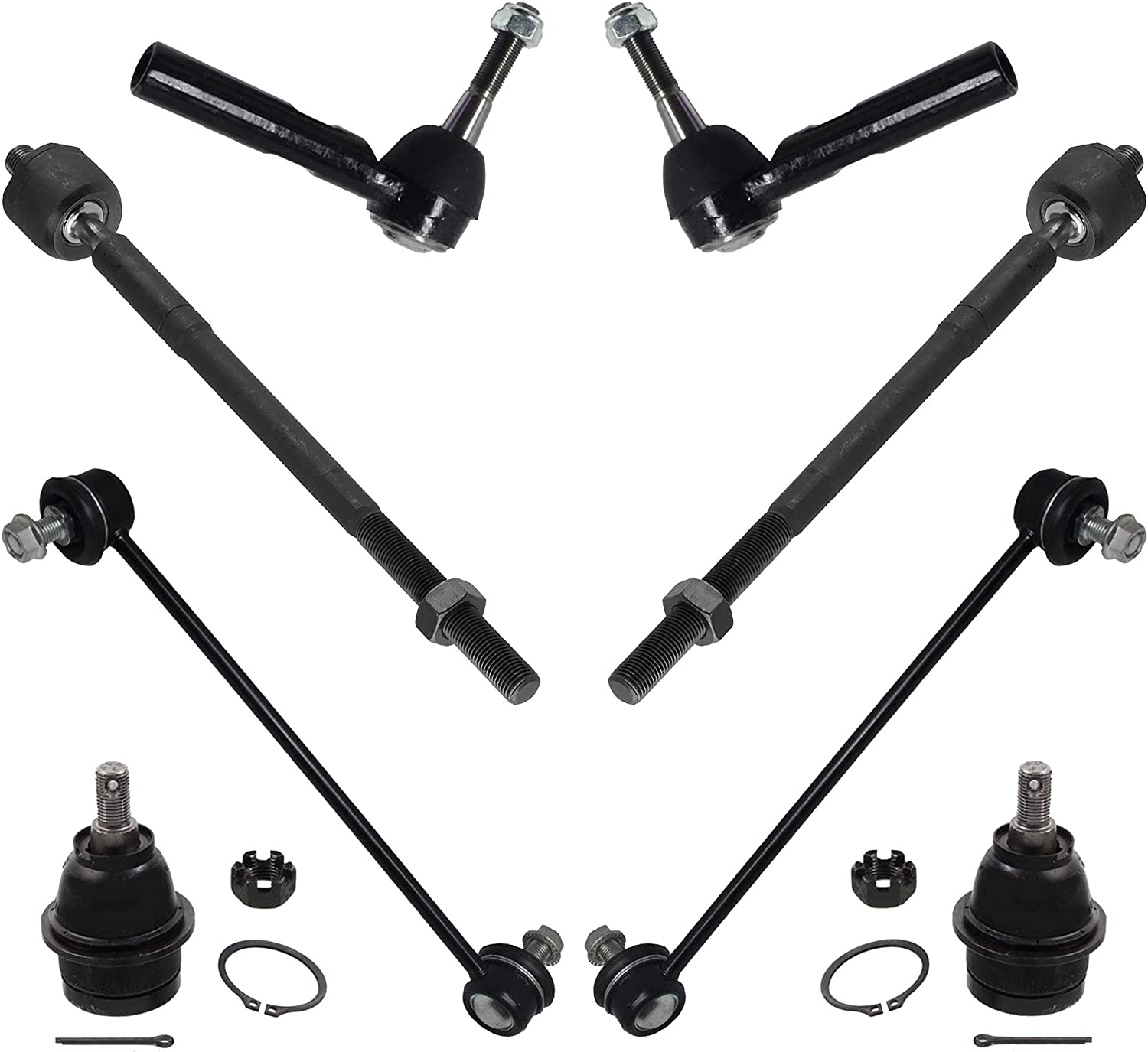 8pc Front Inner Outer Tie Rods Sway Bar Links Lower Ball Joints Suspension Kit