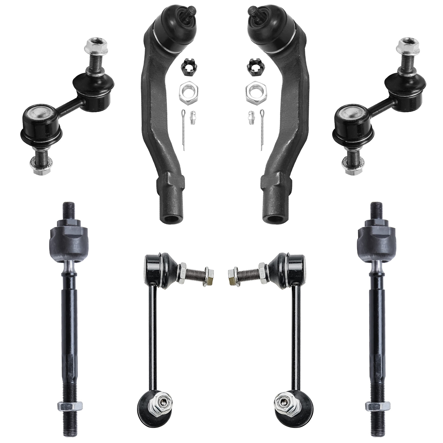 8pc Front & Rear Sway Bar Links Inner Outer Tie Rods Suspension Kit