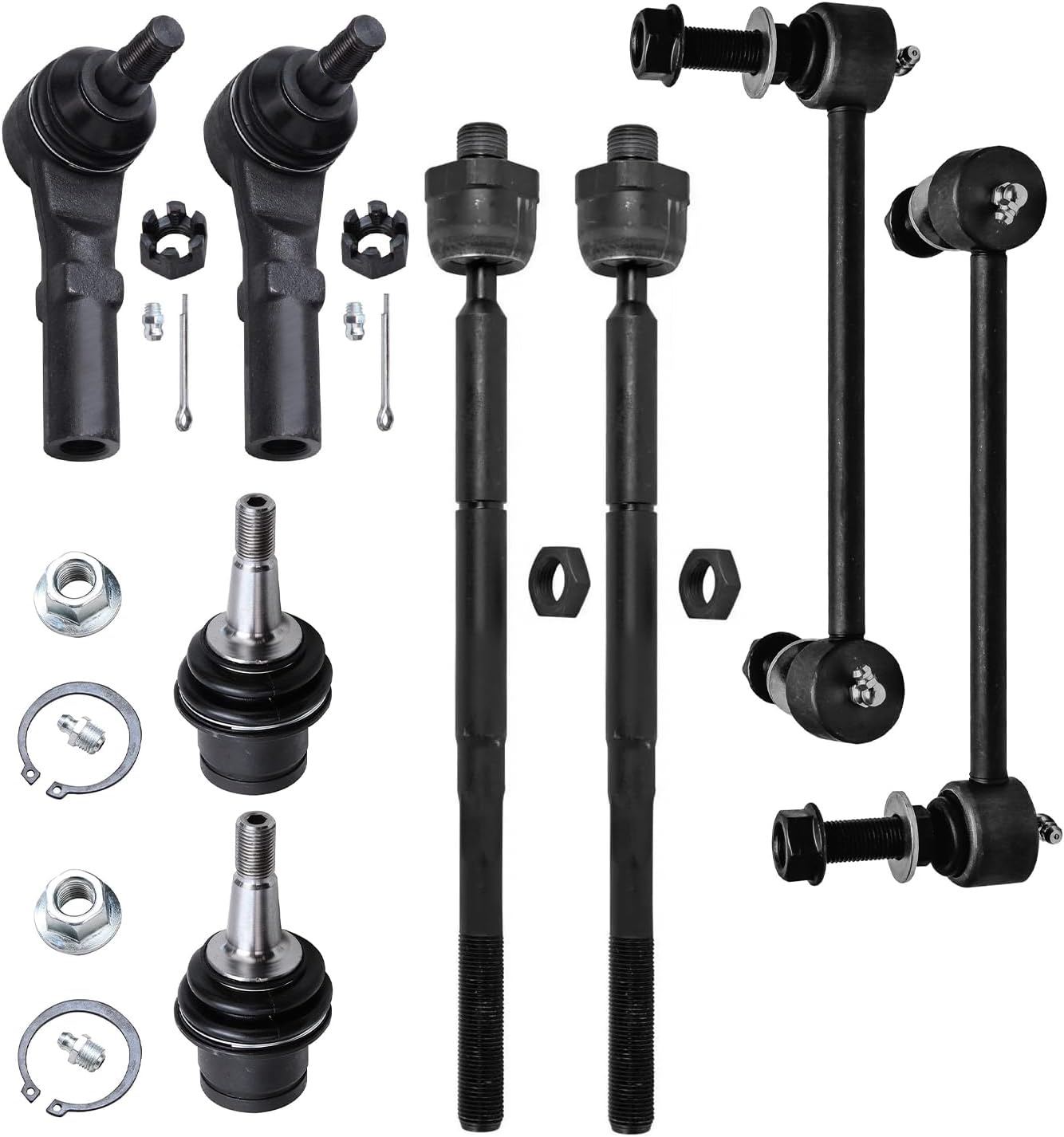 8pc Front Inner Outer Tie Rods Sway Bar Links Lower Ball Joints Suspension Kit