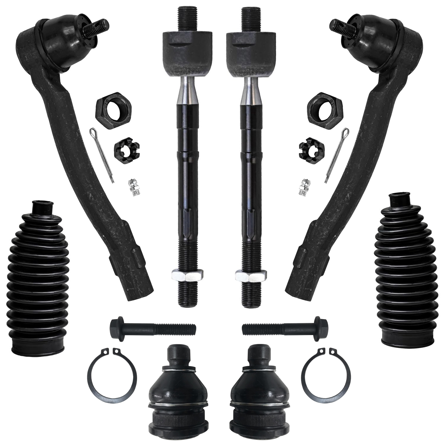 8pc Front Inner Outer Tie Rods Lower Ball Joints Suspension Kit