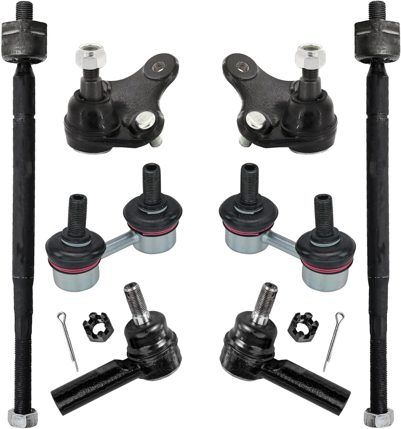8pc Front Inner Outer Tie Rods Sway Bar Links Lower Ball Joints Suspension Kit