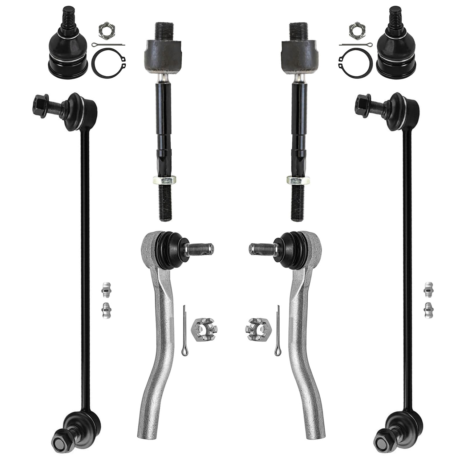 8pc Front Inner Outer Tie Rods Sway Bar Links Lower Ball Joints Suspension Kit