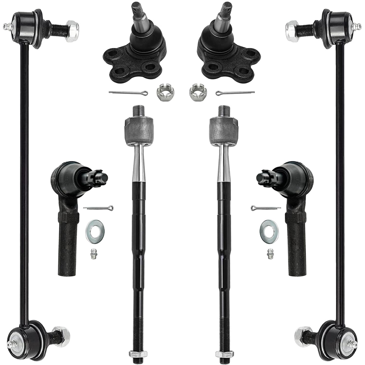 8pc Front Inner Outer Tie Rods Sway Bar Links Lower Ball Joints Suspension Kit