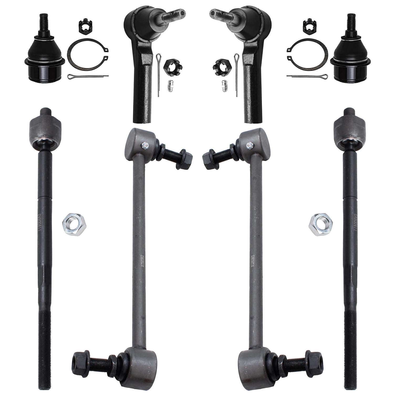 8pc Front Inner Outer Tie Rods Sway Bar Links Lower Ball Joints Suspension Kit