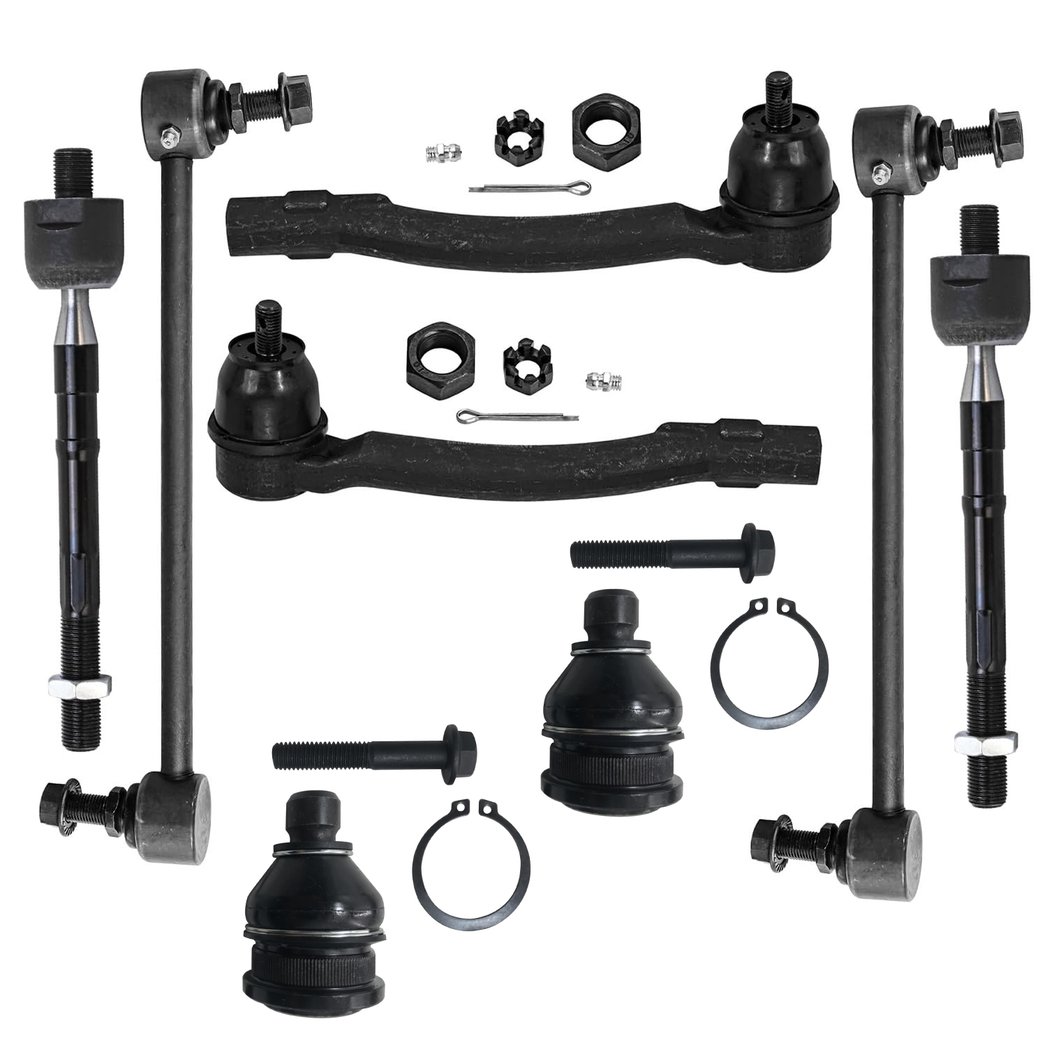8pc Front Inner Outer Tie Rods Sway Bar Links Lower Ball Joints Suspension Kit