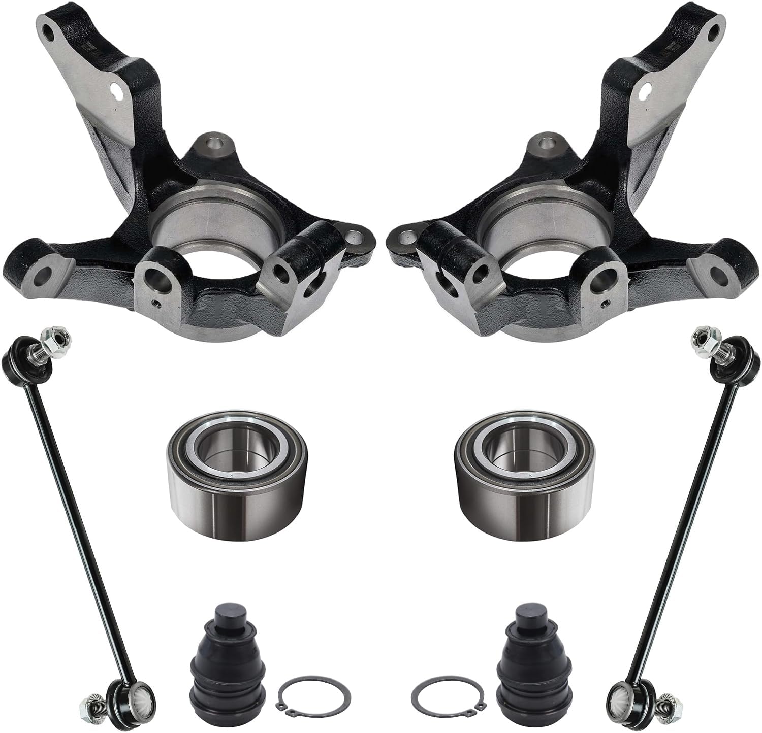 8pc Front Steering Knuckles Wheel Bearings Sway Bar Links Suspension Kit