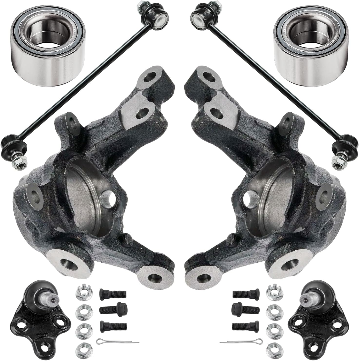 8pc Front Steering Knuckles Wheel Bearings Sway Bar Links Suspension Kit
