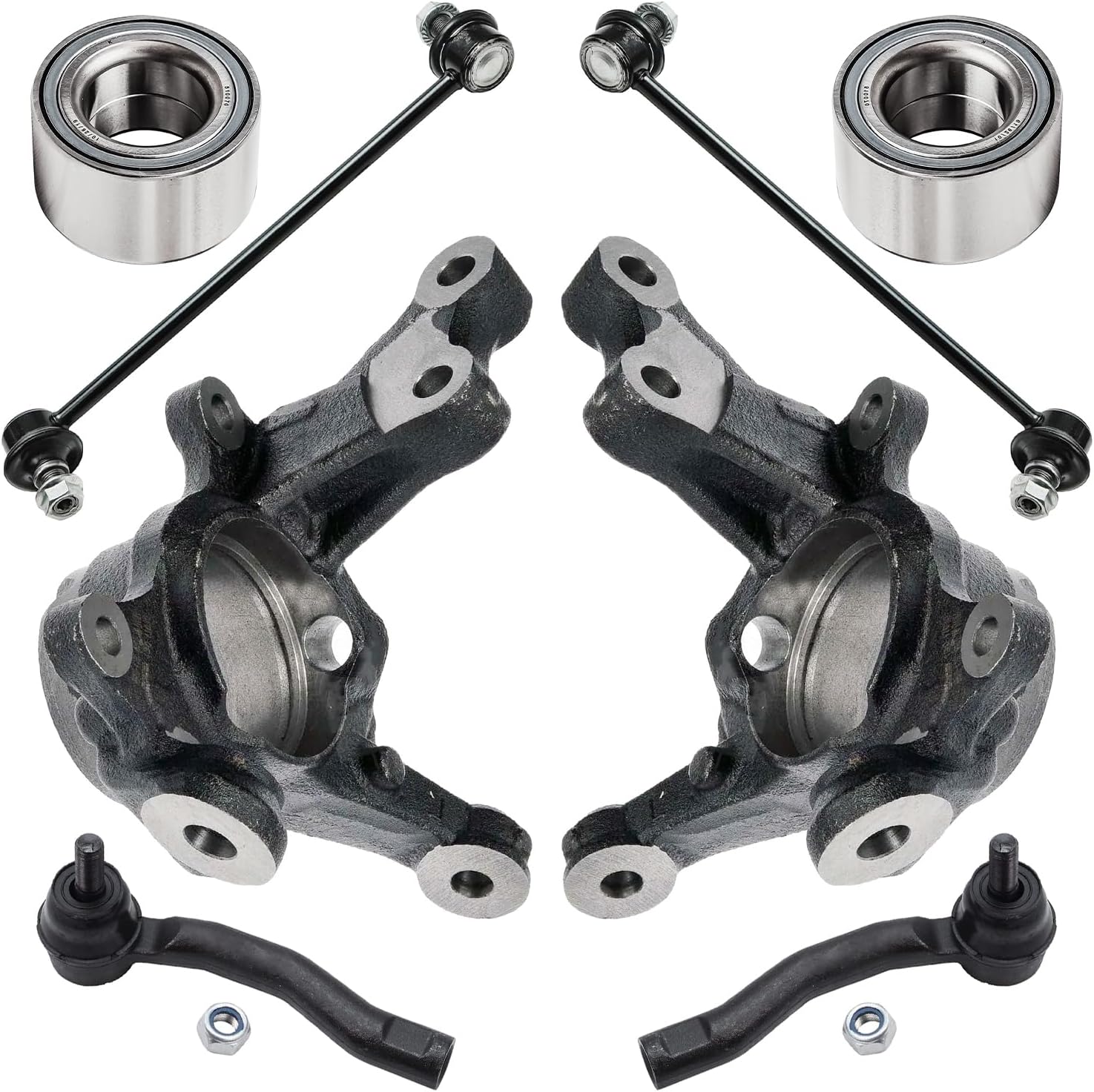 8pc Front Steering Knuckles Wheel Bearings Sway Bar Links Suspension Kit