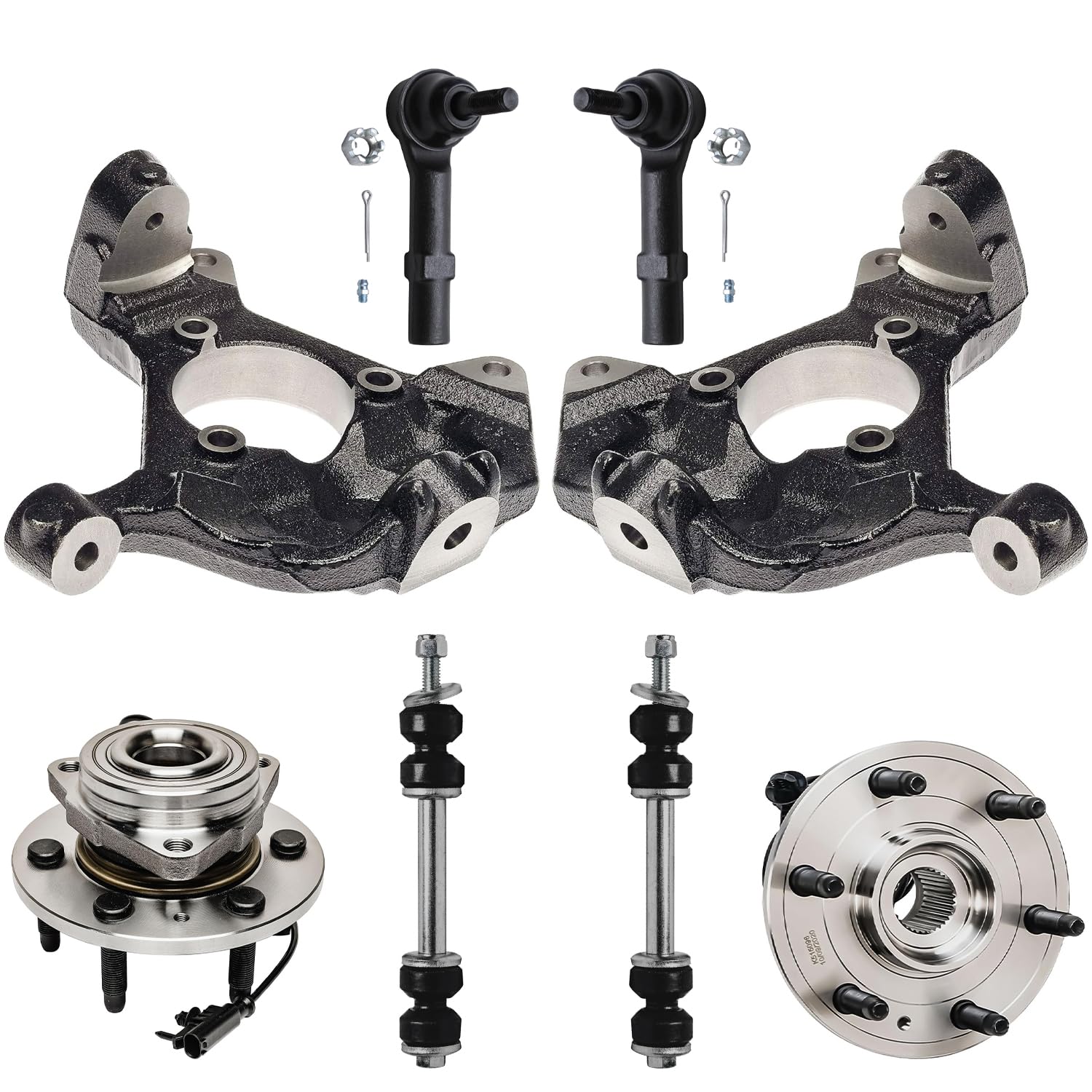 8pc Front Steering Knuckles Wheel Hub and Bearings Sway Bar Links Suspension Kit