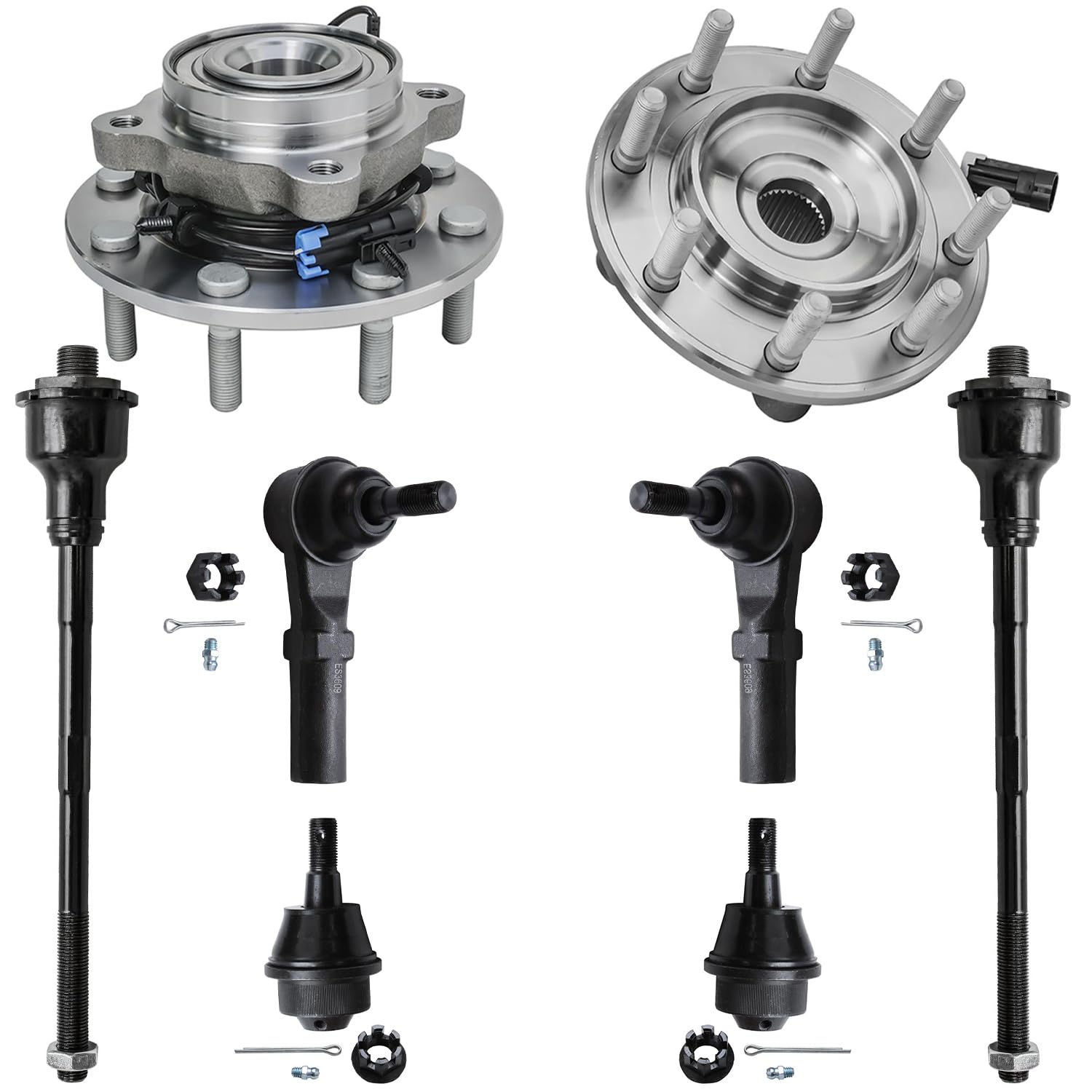 8pc Front Wheel Hub and Bearings Ball joints Tie Rods Suspension Kit