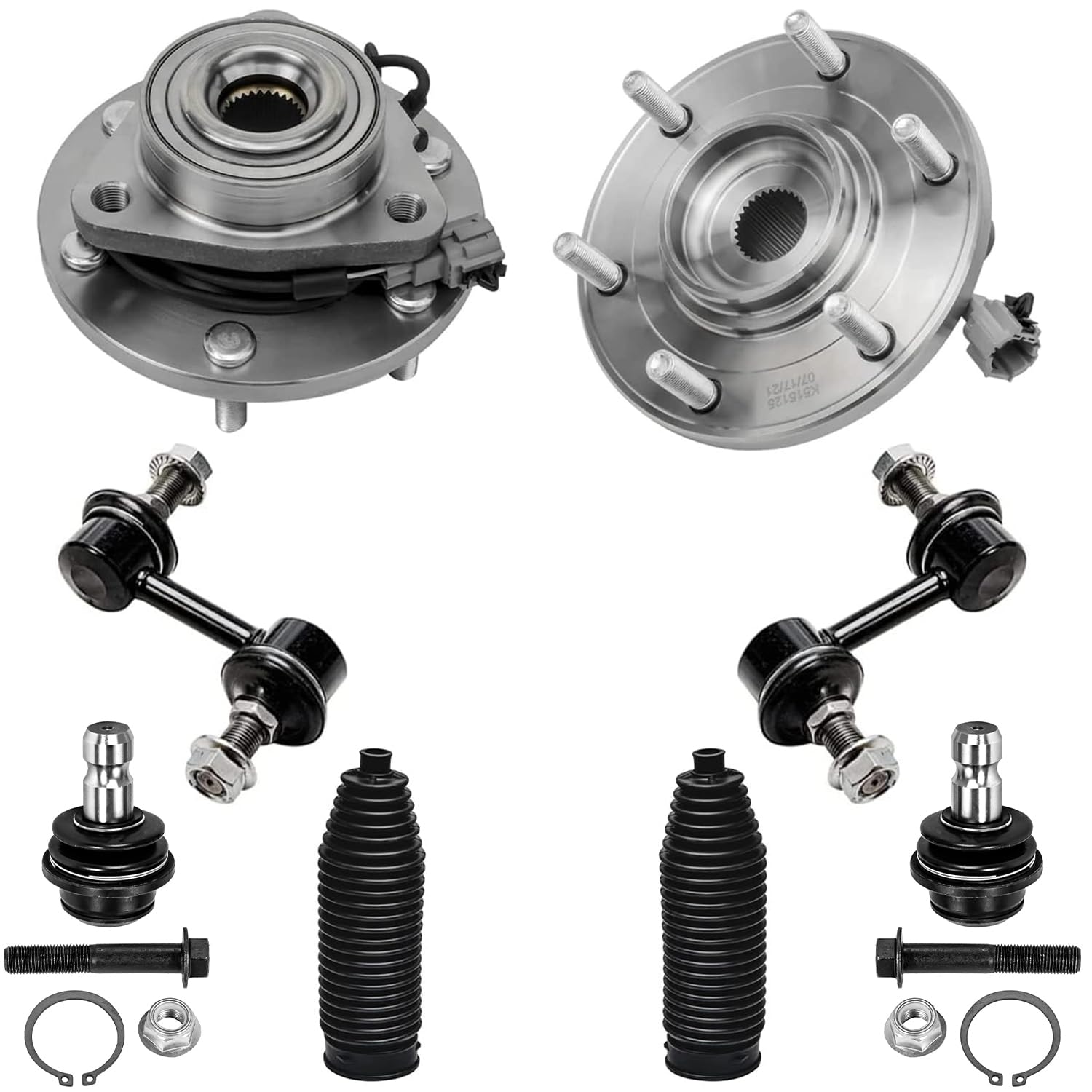 8pc Front Wheel Hub and Bearings Lower Ball Joints Sway Bar Links Suspension Kit