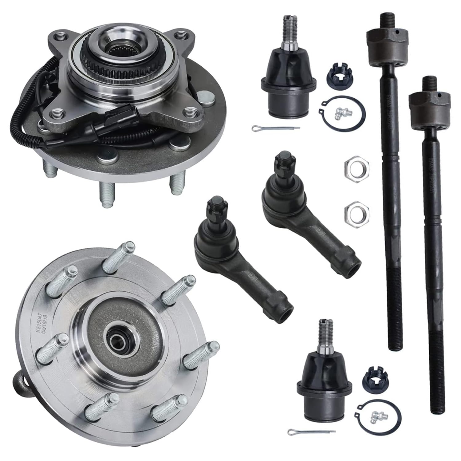 8pc Front Wheel Hub and Bearings Lower Ball Joints Tie Rods Suspension Kit