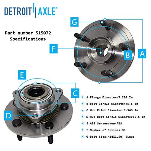 Detroit Axle - Front Wheel Hubs Lower Ball Joints for 2002-2005 Dodge Ram 1500 — image 8