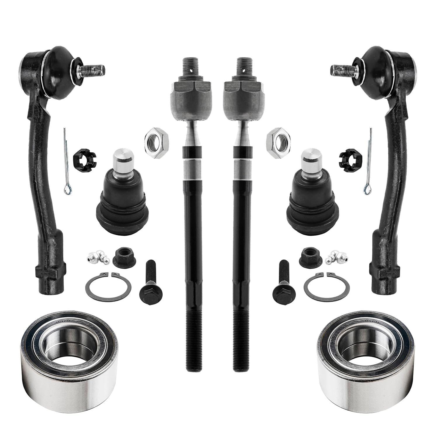 8pc Front Wheel Bearings Tie Rods Lower Ball Joints Suspension Kit