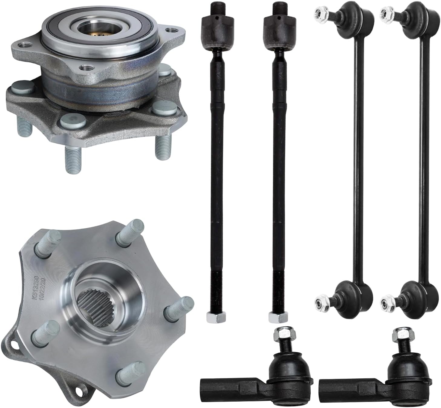 8pc Front Wheel Hub and Bearings Tie Rods Sway Bar Links Suspension Kit