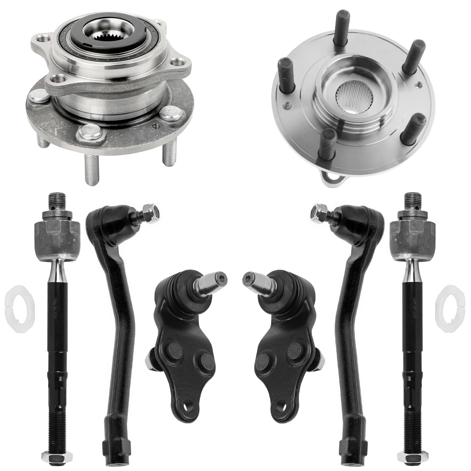 8pc Front Wheel Hub and Bearings Tie Rods Lower Ball Joints Suspension Kit
