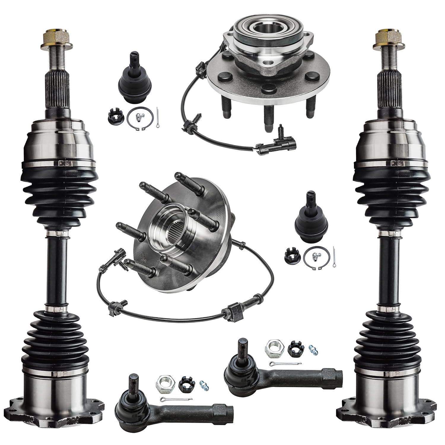 8pc Front CV Axles Wheel Hub and Bearings Lower Ball Joints Suspension Kit