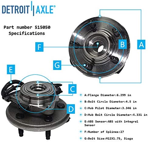 Detroit Axle - Front Disc Rotors Brake Pads Hubs for 02-05 Explorer Mountaineer — image 7