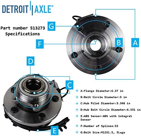 Detroit Axle - Front Rotors Brake Pads Hubs Kit for Town  Country Grand Caravan — image 8