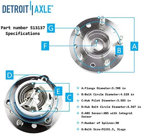 Detroit Axle - Front Wheel Hubs Drilled Rotors Brake Pads for Grand Am Malibu — image 7