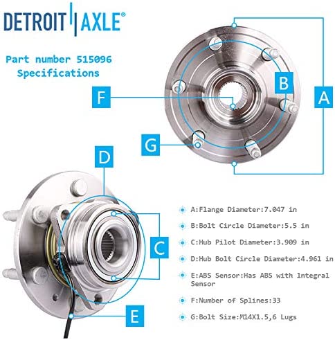 Detroit Axle - Front Brake Kit Hub for Avalanche Suburban Silverado Tahoe Yukonc — image 7