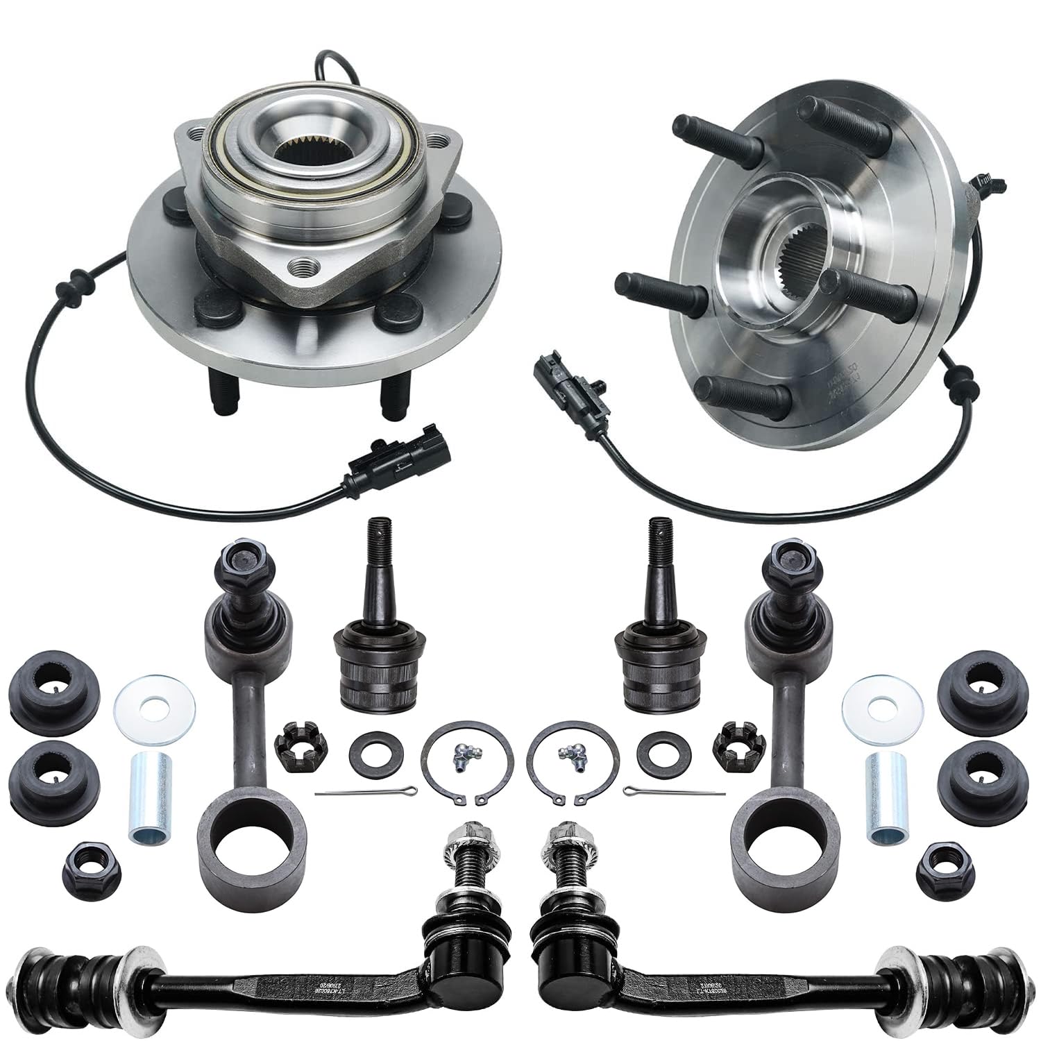 8pc Front Wheel Hub and Bearings Lower Ball Joints Sway Bar Links Suspension Kit