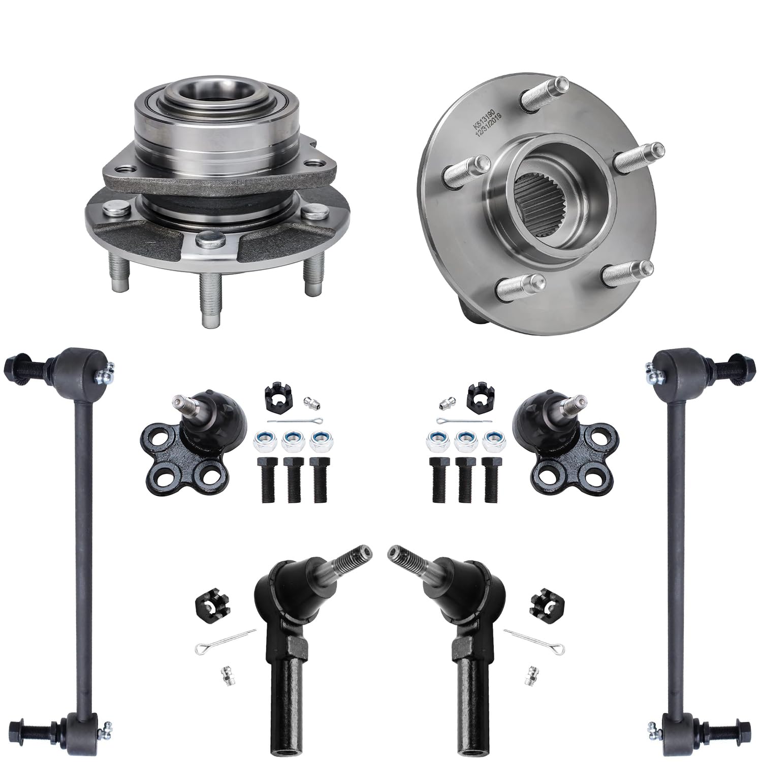 8pc Front Wheel Hub and Bearings Lower Ball Joints Sway Bar Links Suspension Kit